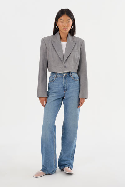 HARMINA | Cropped Leather Blazer