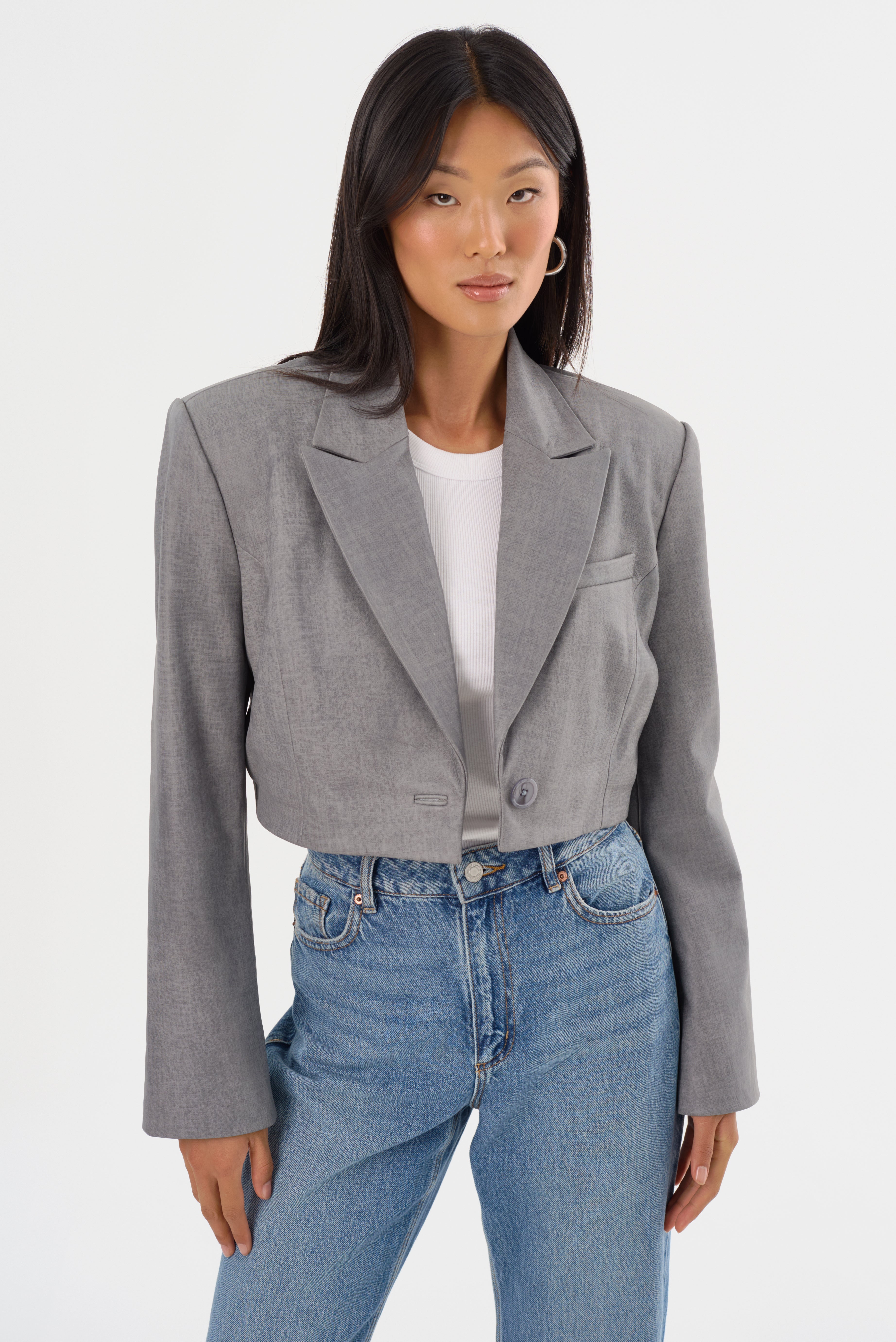 HARMINA | Cropped Leather Blazer