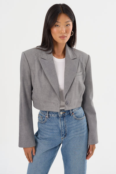 HARMINA | Cropped Leather Blazer