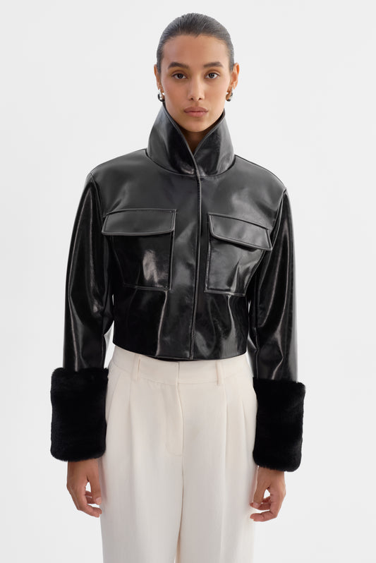 HEDDA | Cropped Faux Leather Jacket