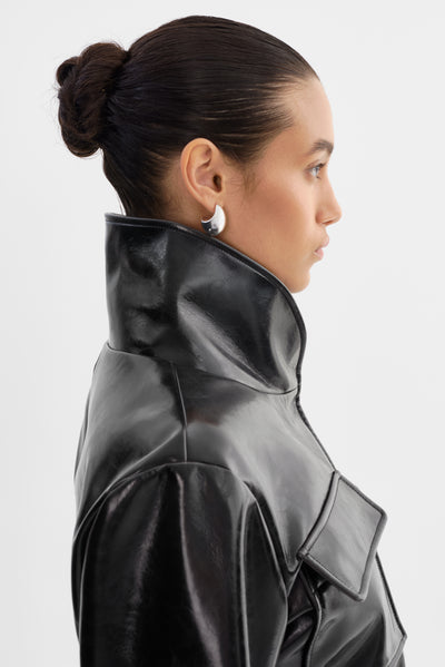 HEDDA | Cropped Faux Leather Jacket