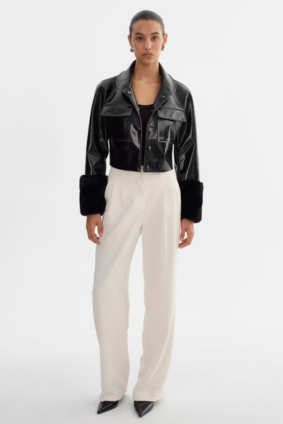 HEDDA | Cropped Faux Leather Jacket