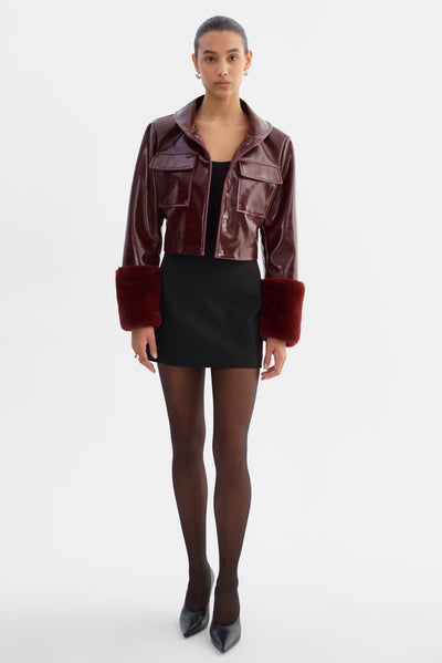 HEDDA | Cropped Faux Leather Jacket