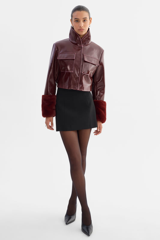 HEDDA | Cropped Faux Leather Jacket