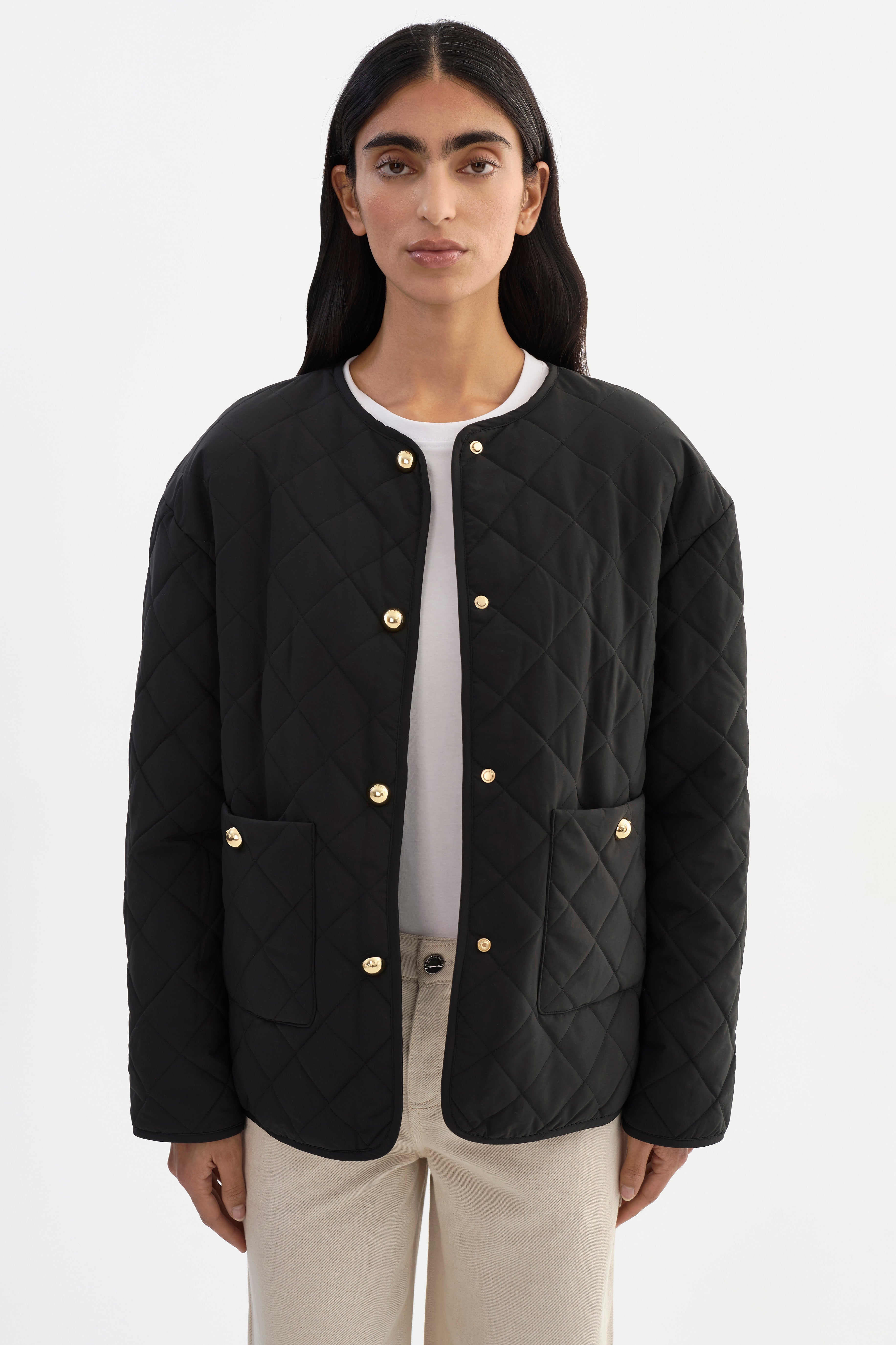HERA | Collarless Quilted Jacket