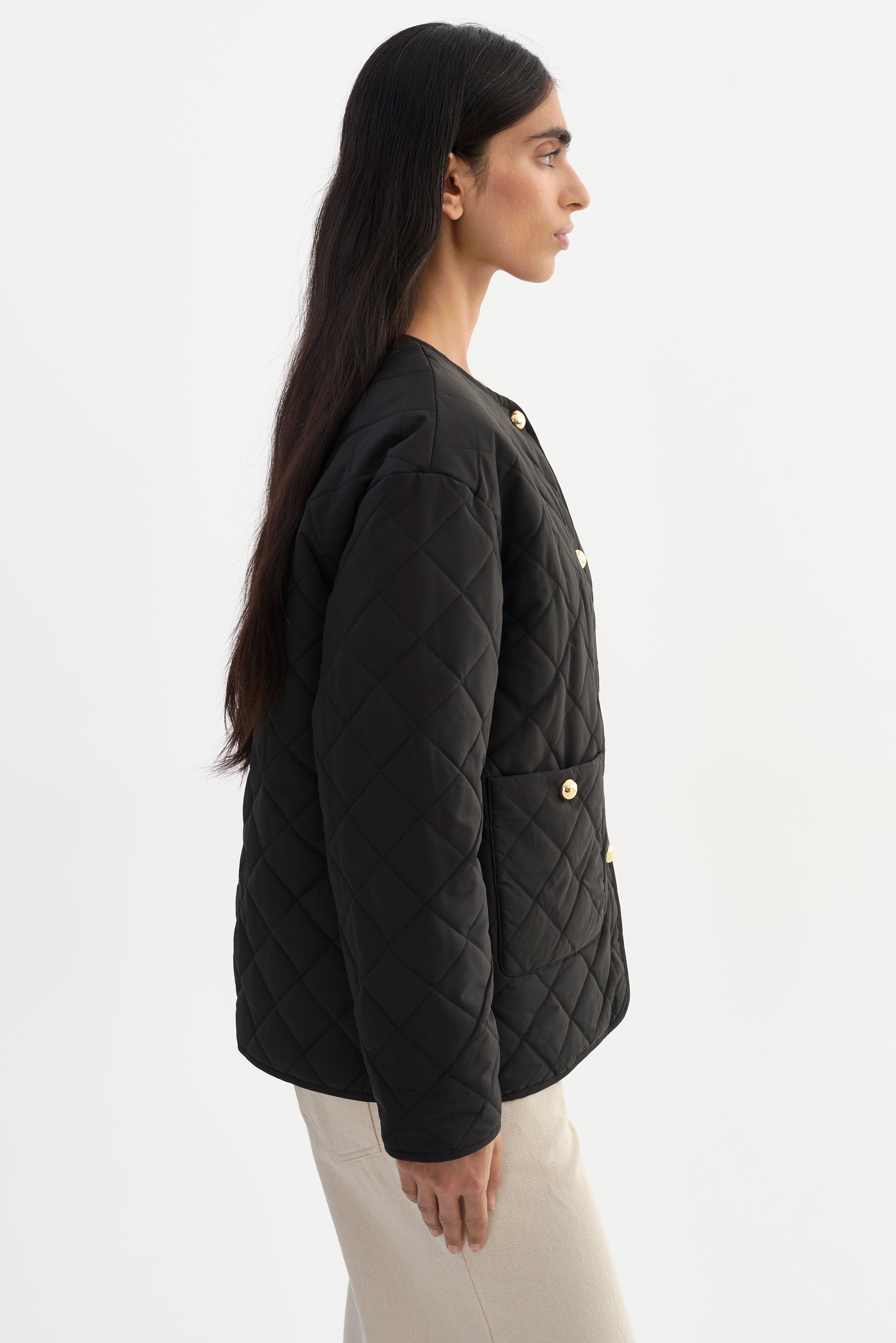 HERA | Collarless Quilted Jacket