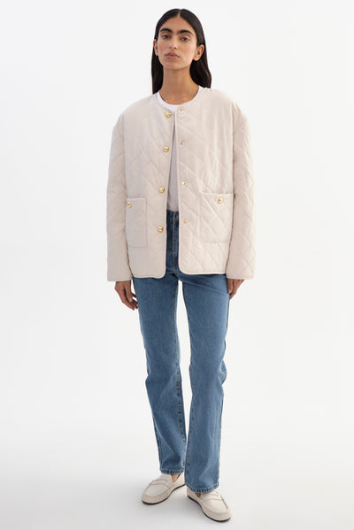 HERA | Collarless Quilted Jacket