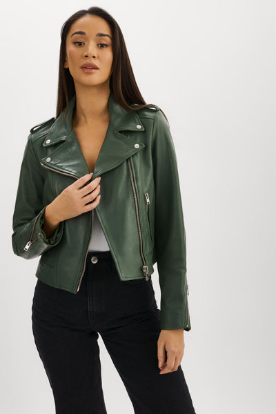 HOLY | Leather Biker Jacket with Removable Hood