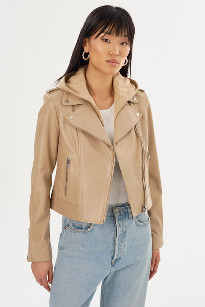 HOLY | Leather Biker Jacket with Removable Hood