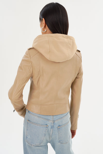 HOLY | Leather Biker Jacket with Removable Hood