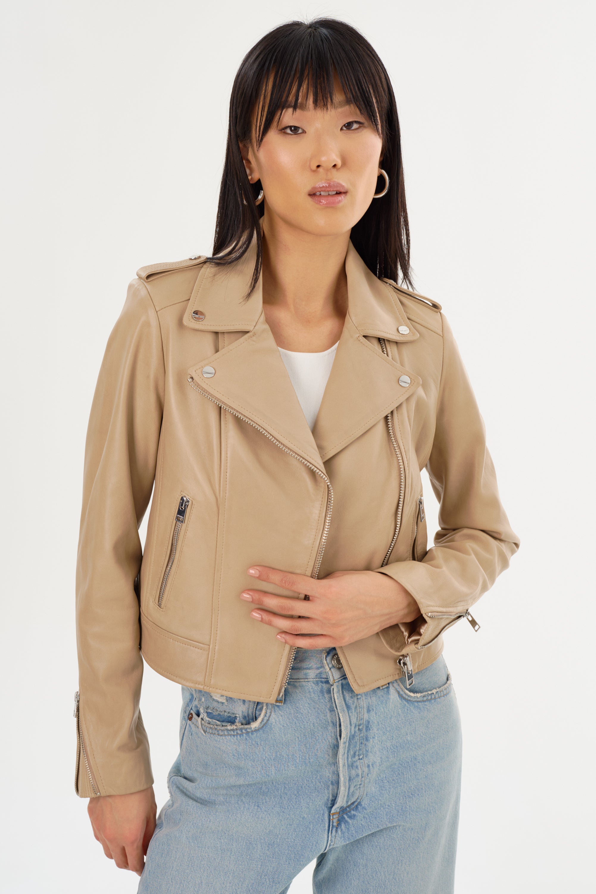 HOLY | Leather Biker Jacket with Removable Hood