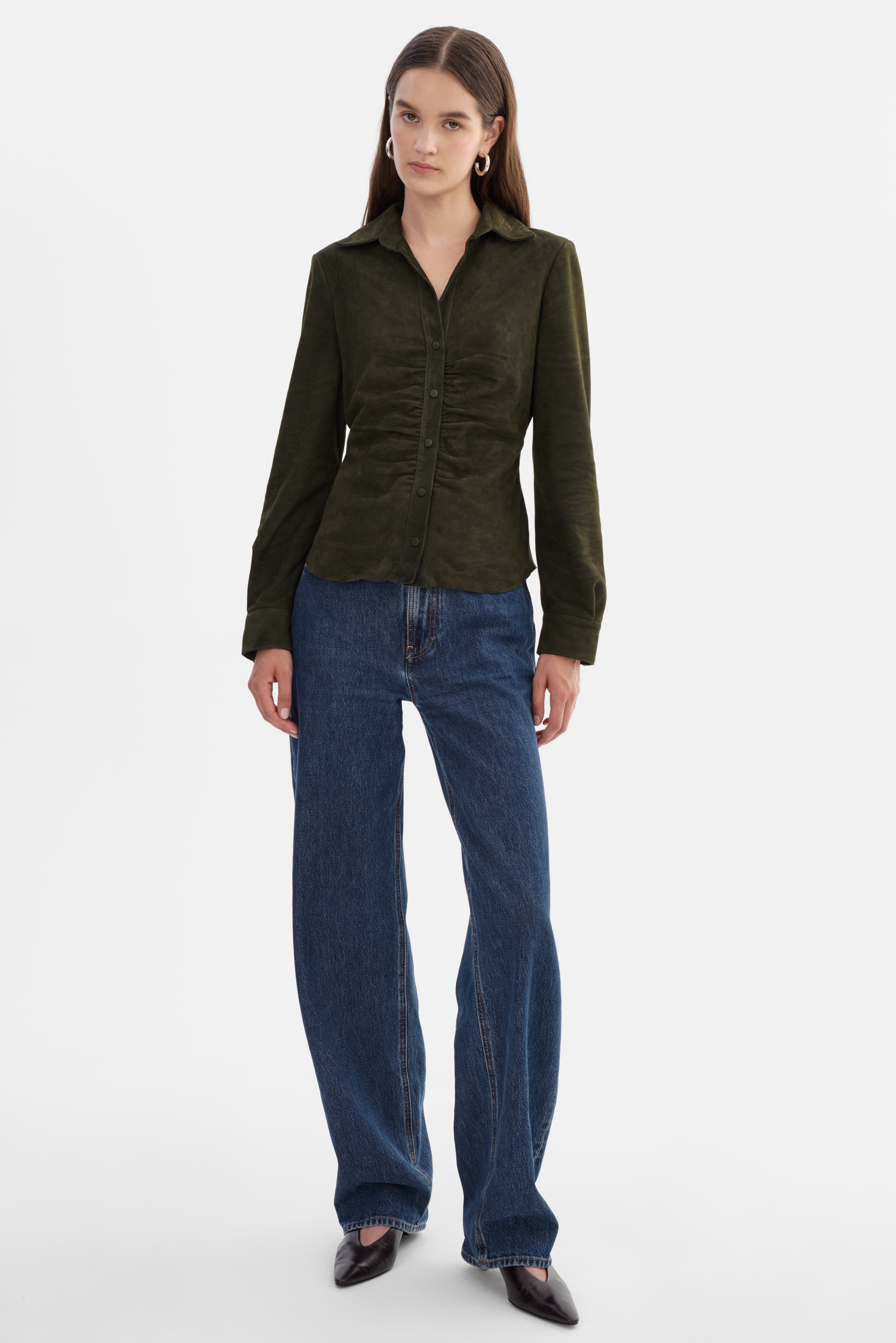 HUDA S | Chemise en cuir froncée