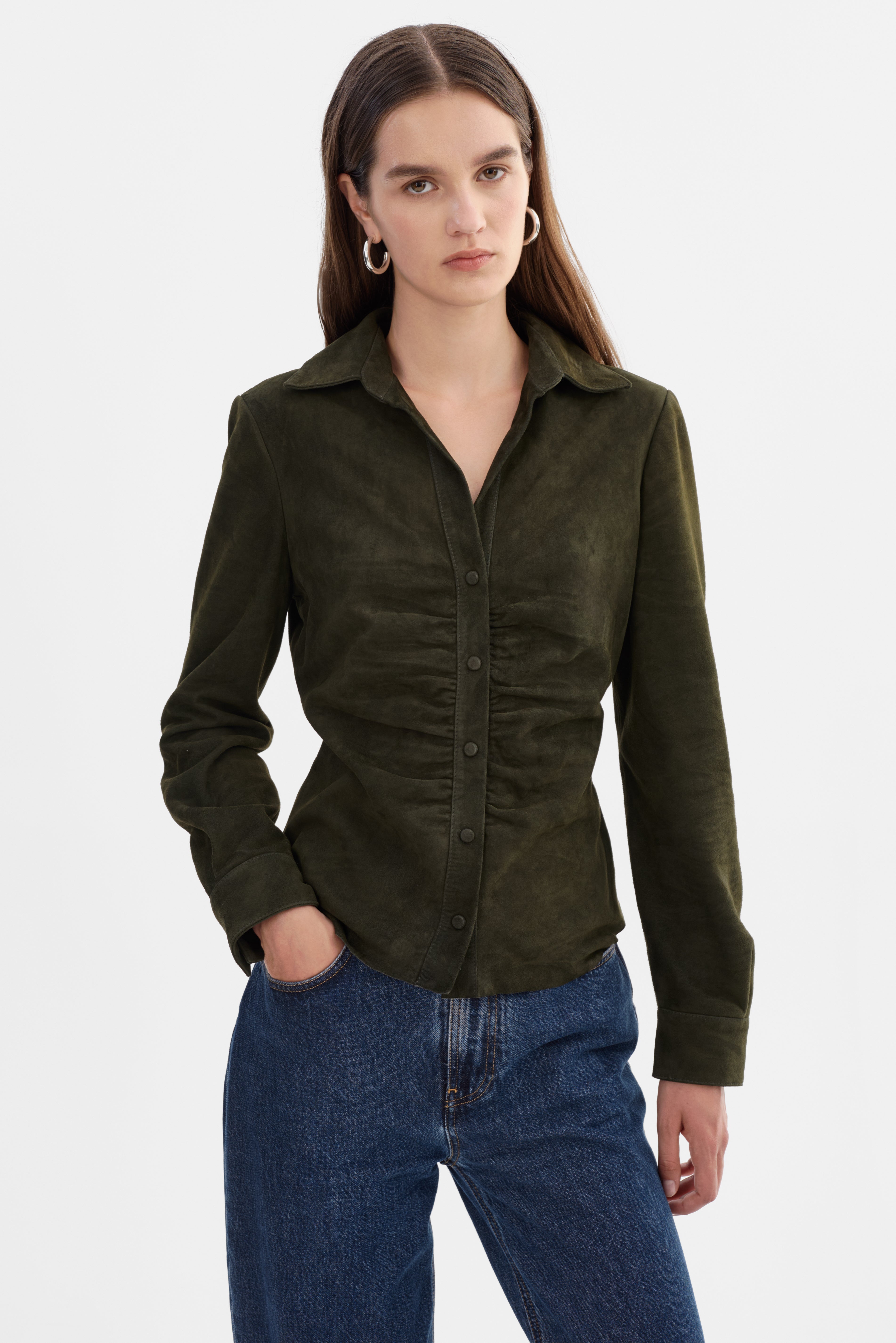 HUDA S | Chemise en cuir froncée