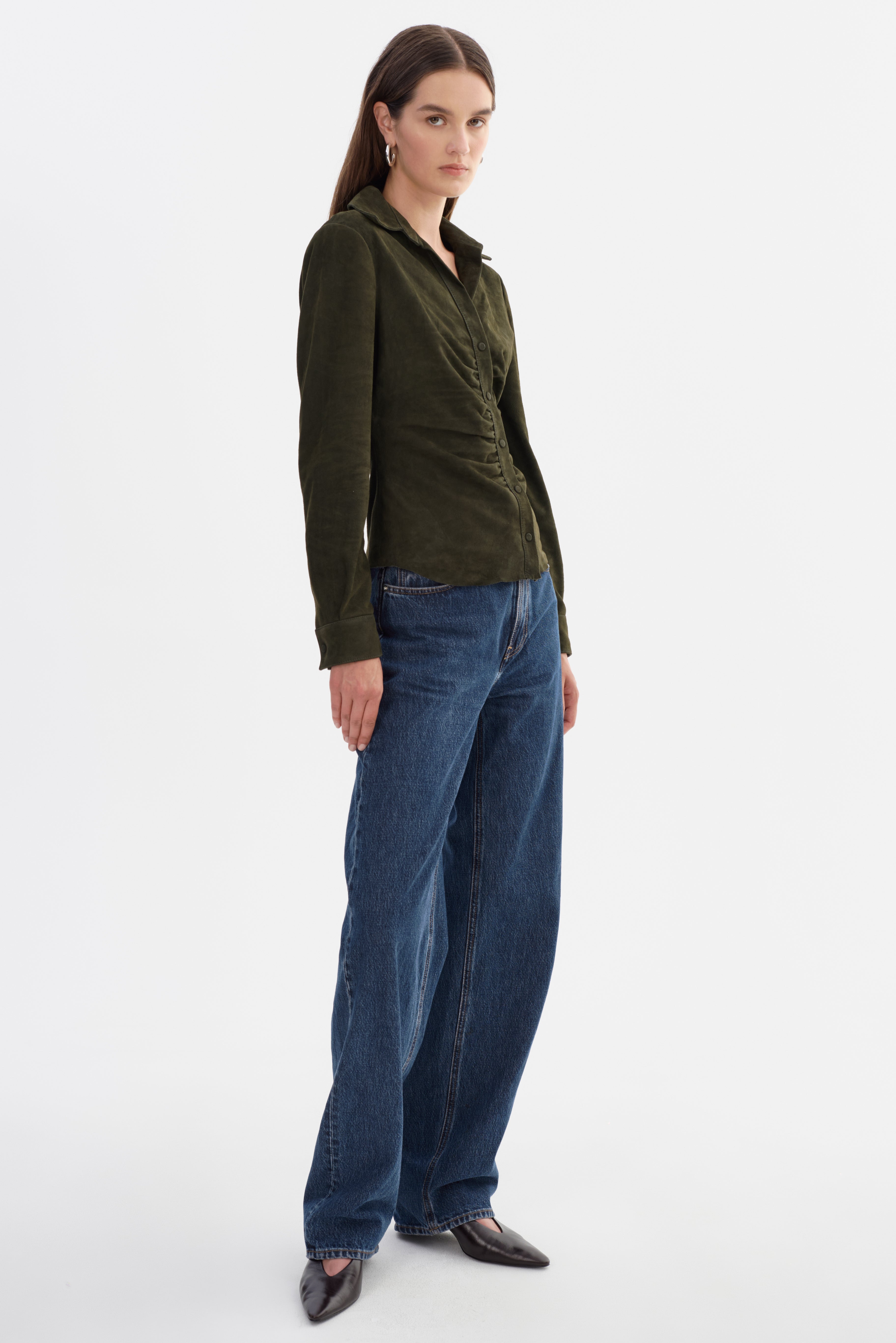 HUDA S | Chemise en cuir froncée