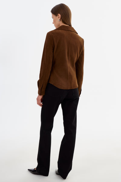 HUDA S | Ruched Leather Shirt