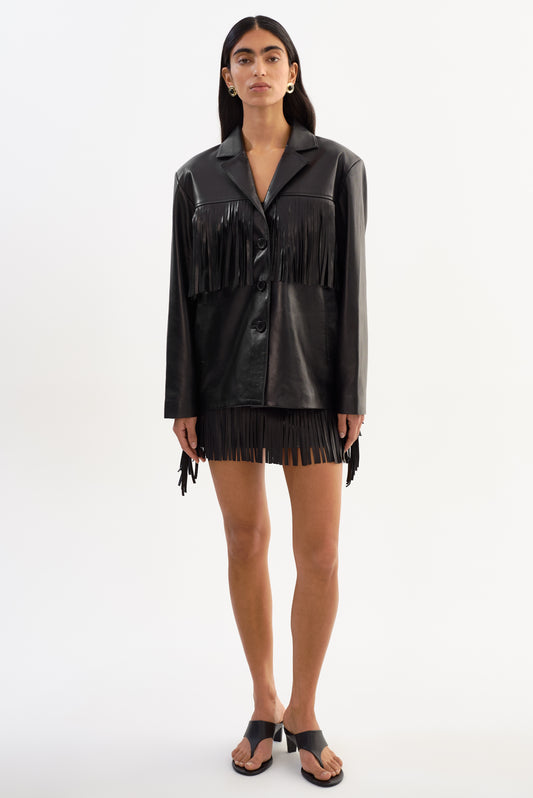 HUNTER | Leather Fringes Skirt