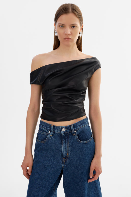 INES | Off Shoulder Faux Leather Top