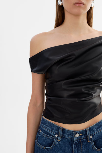 INES | Off Shoulder Faux Leather Top