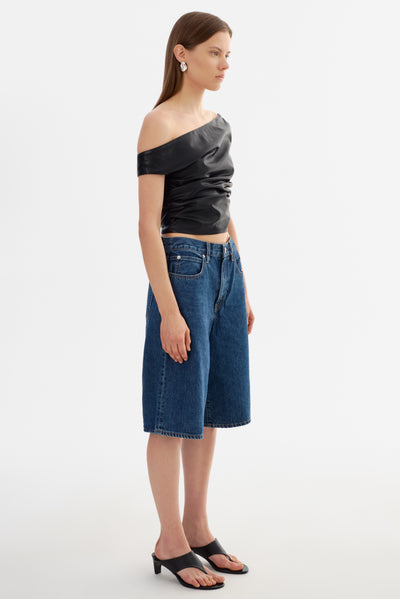 INES | Off Shoulder Faux Leather Top