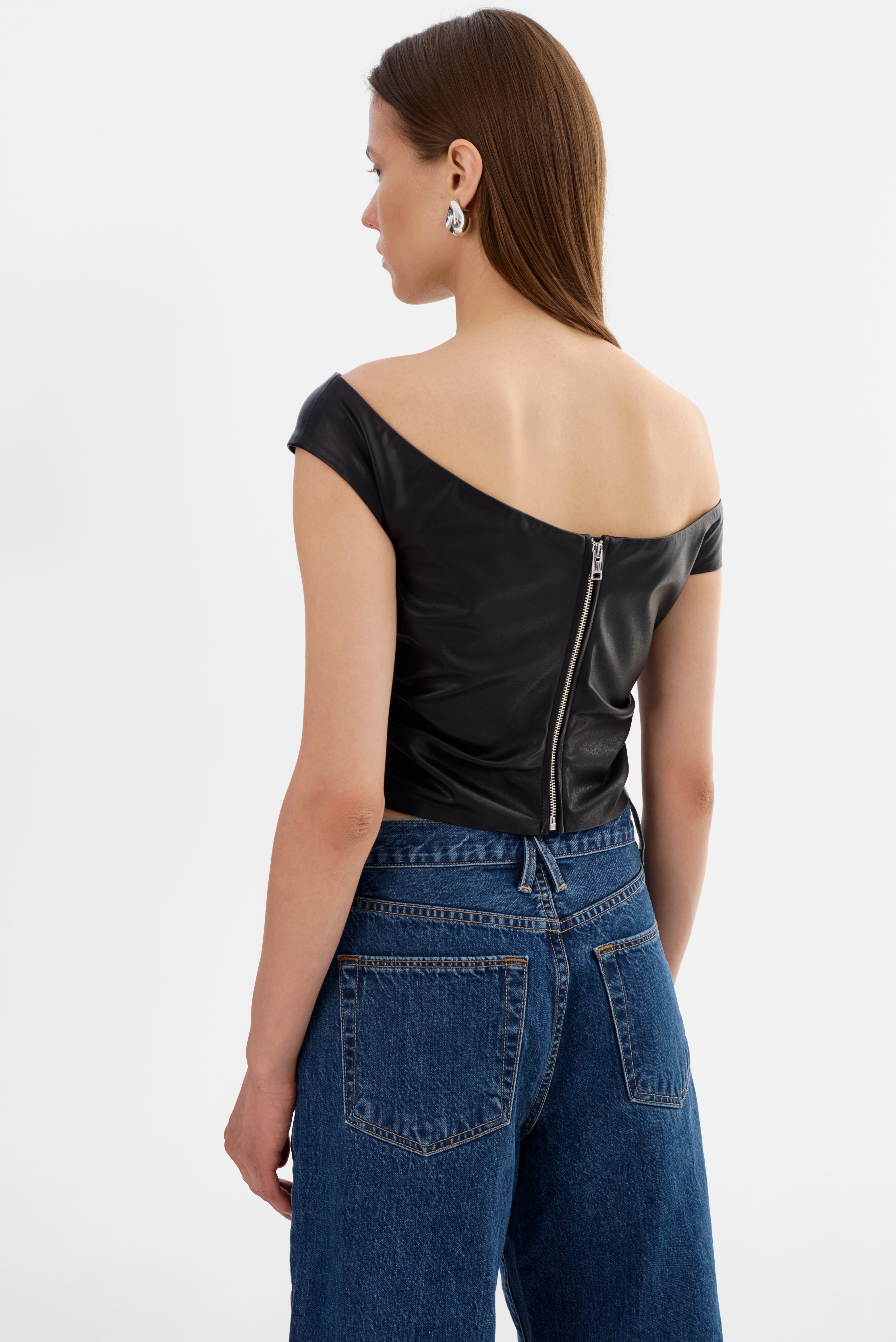 INES | Off Shoulder Faux Leather Top