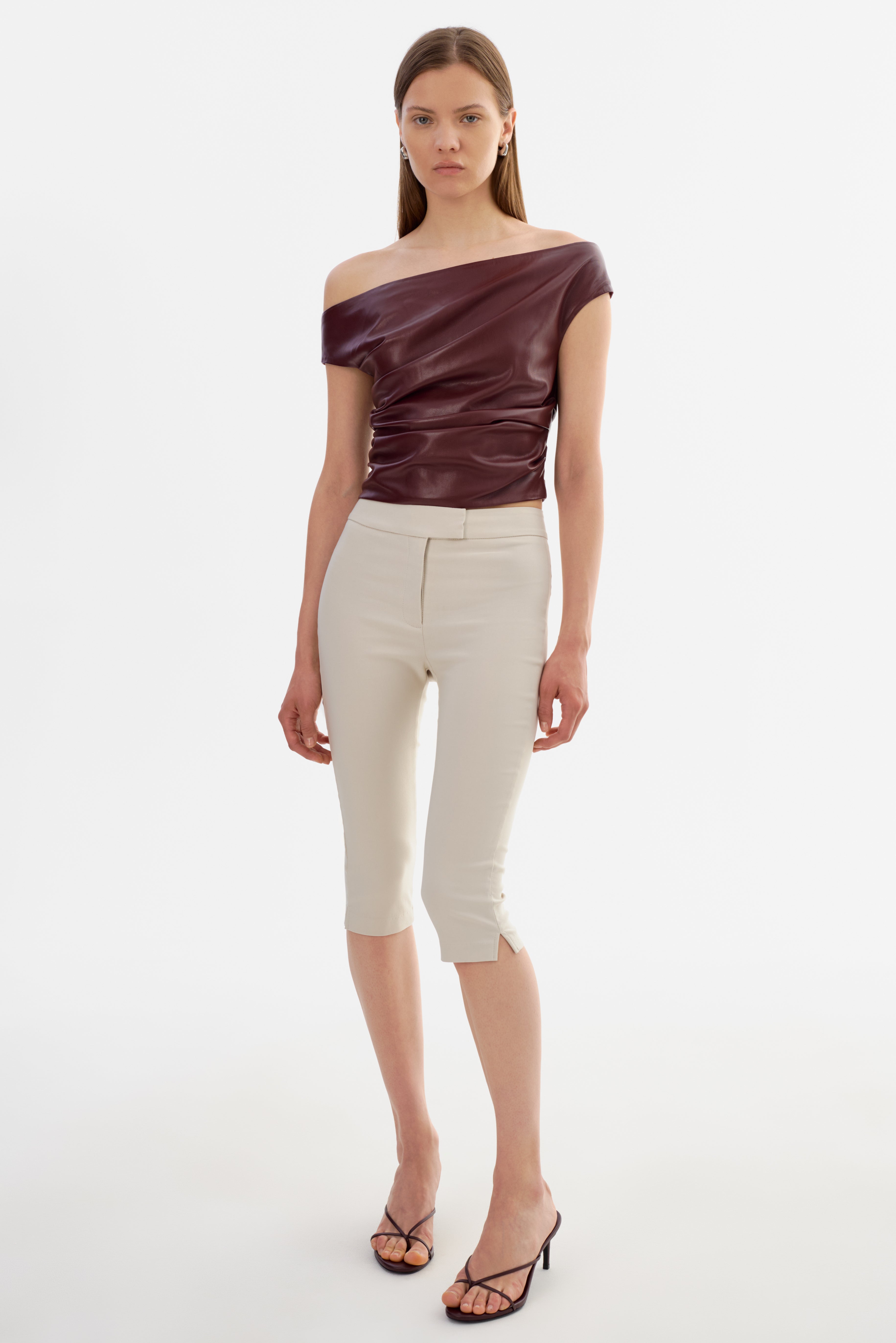 INES | Off Shoulder Faux Leather Top