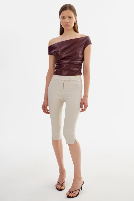 INES | Off Shoulder Faux Leather Top
