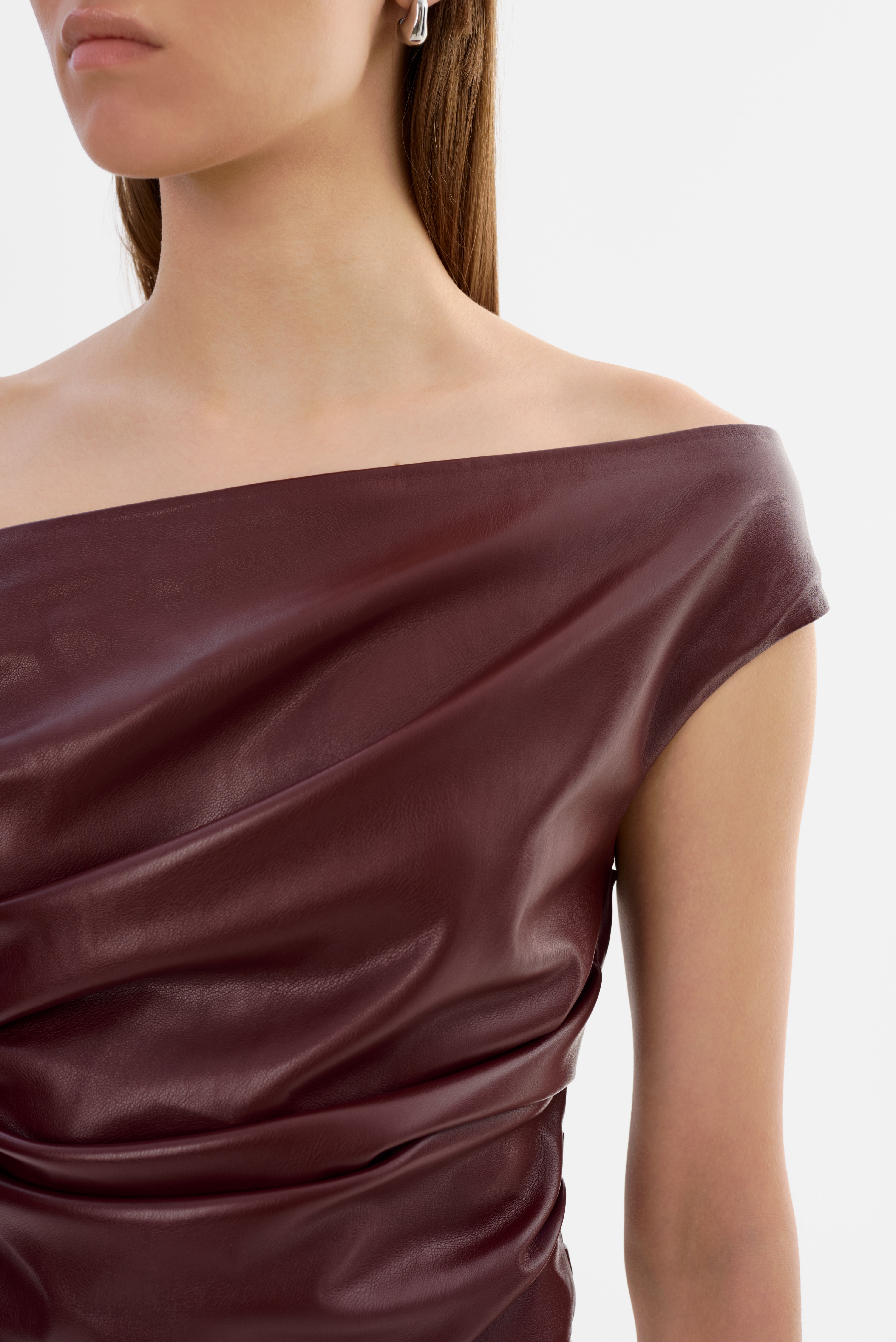 INES | Off Shoulder Faux Leather Top