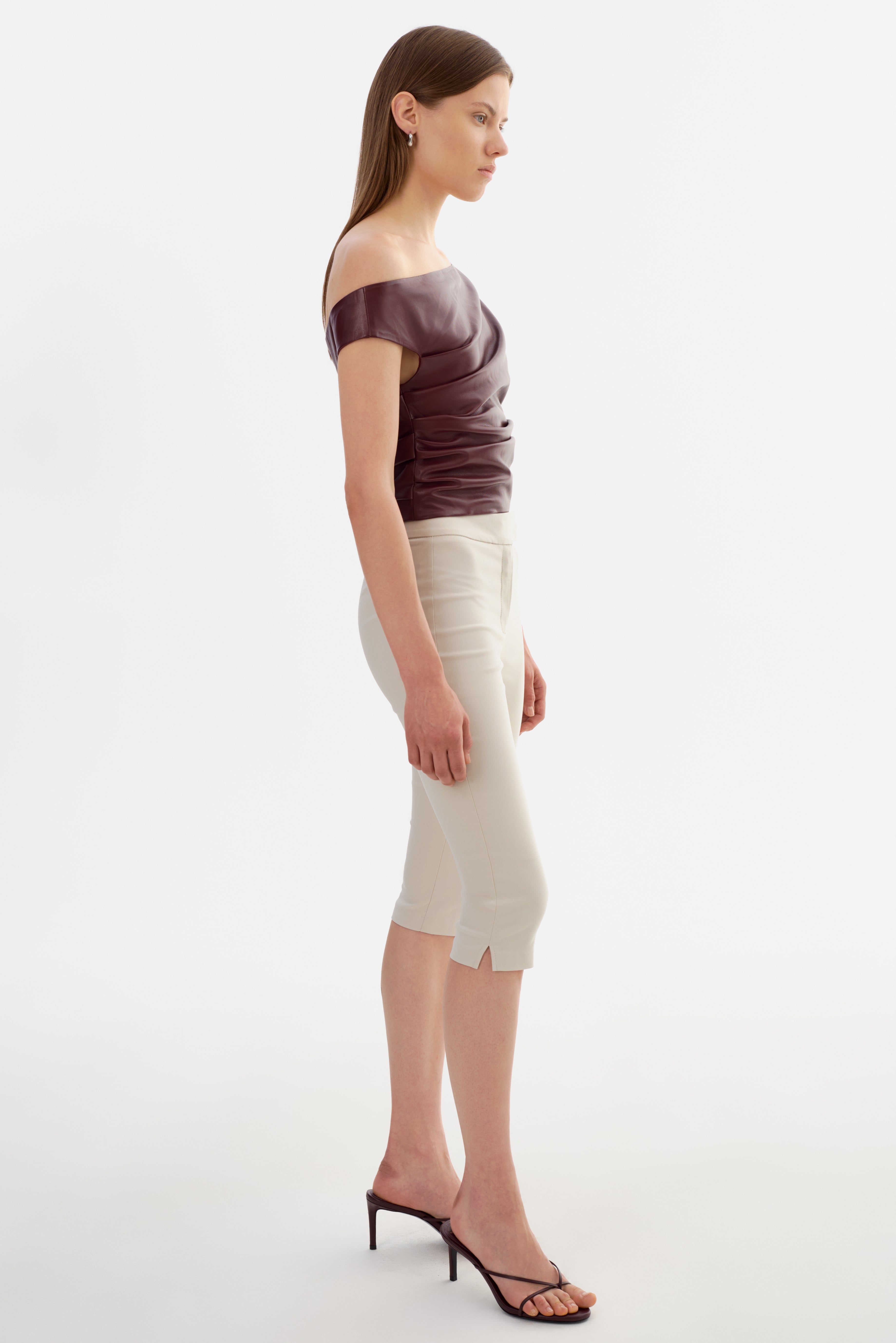 INES | Off Shoulder Faux Leather Top