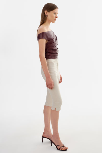 INES | Off Shoulder Faux Leather Top