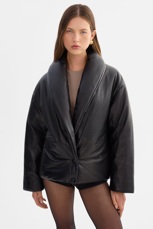 INGRID | Leather Puffer Jacket