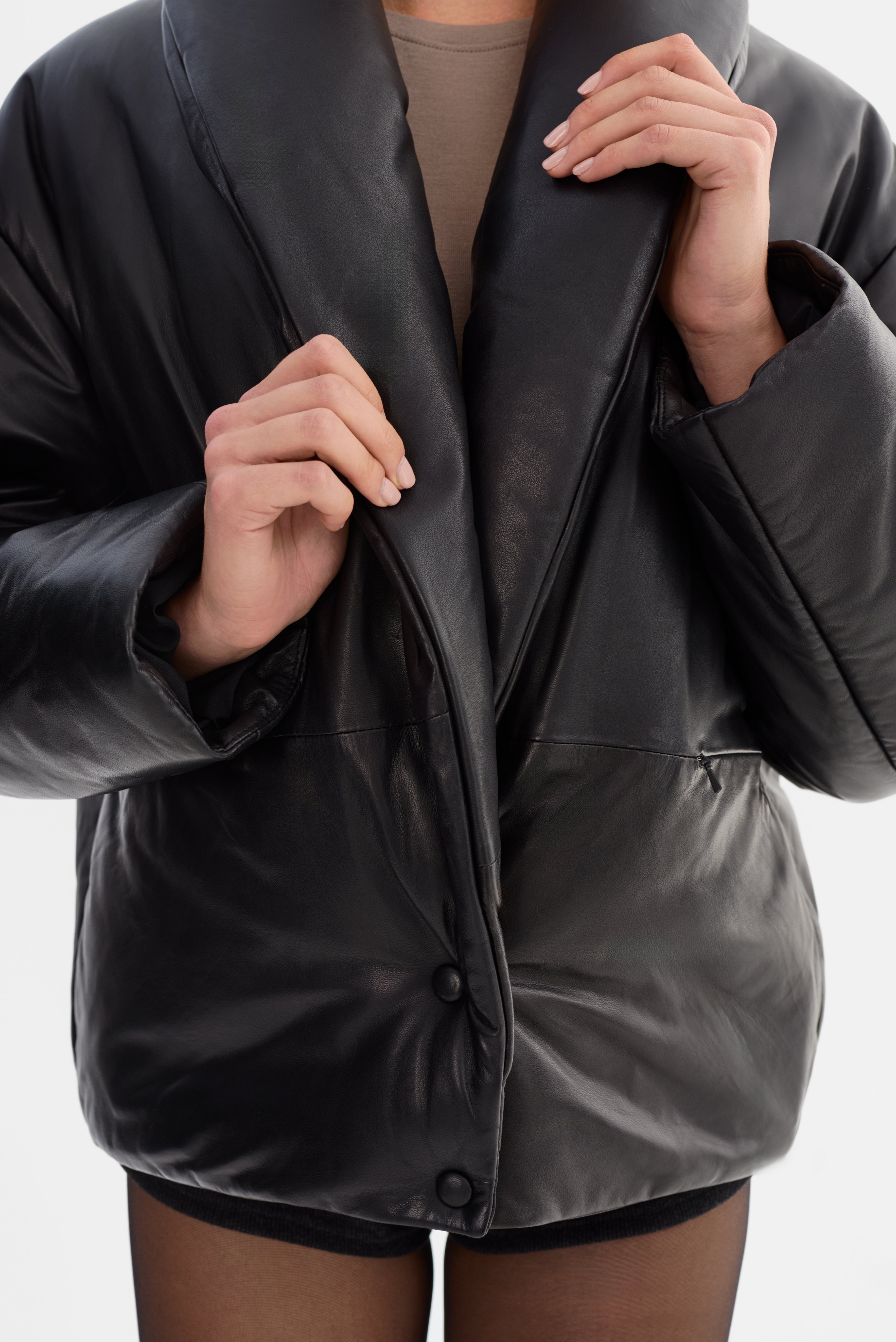 INGRID | Leather Puffer Jacket