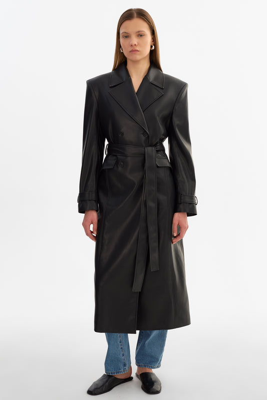IOLANTHE | Faux Leather Trench Coat