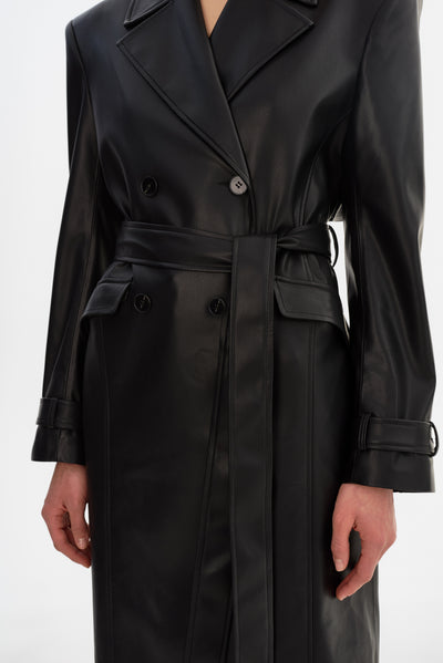 IOLANTHE | Faux Leather Trench Coat