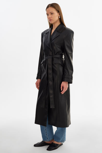 IOLANTHE | Faux Leather Trench Coat