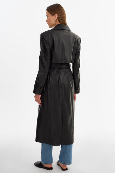 IOLANTHE | Faux Leather Trench Coat