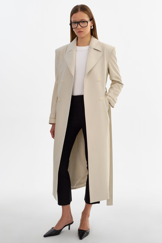 IOLANTHE | Faux Leather Trench Coat