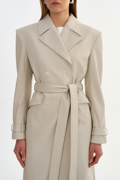 IOLANTHE | Faux Leather Trench Coat
