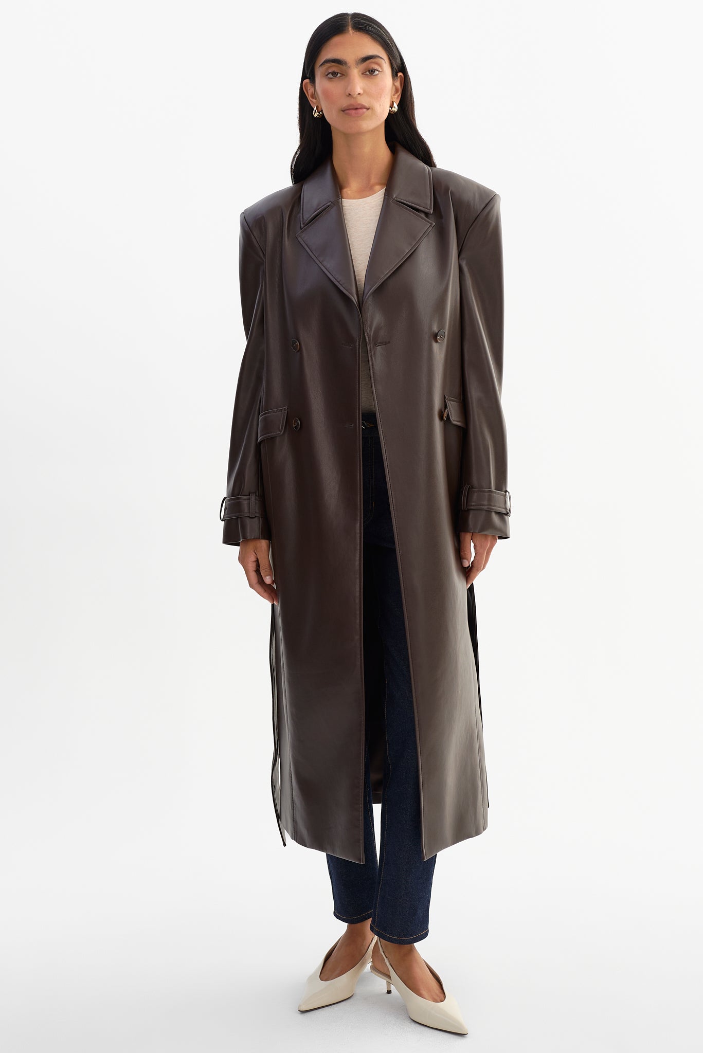 IOLANTHE | Faux Leather Trench Coat