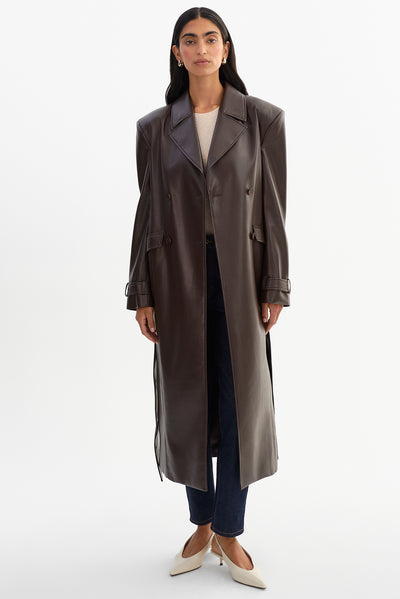 IOLANTHE | Faux Leather Trench Coat