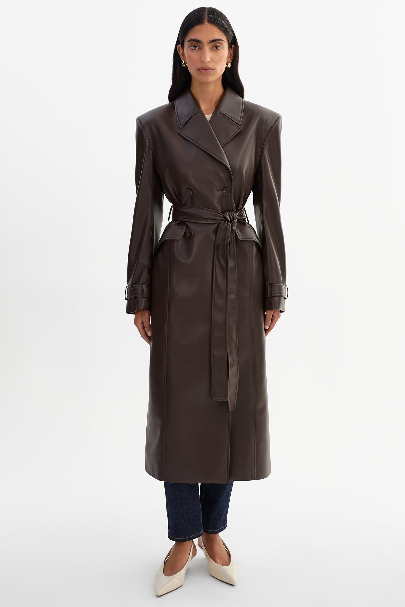 IOLANTHE | Faux Leather Trench Coat