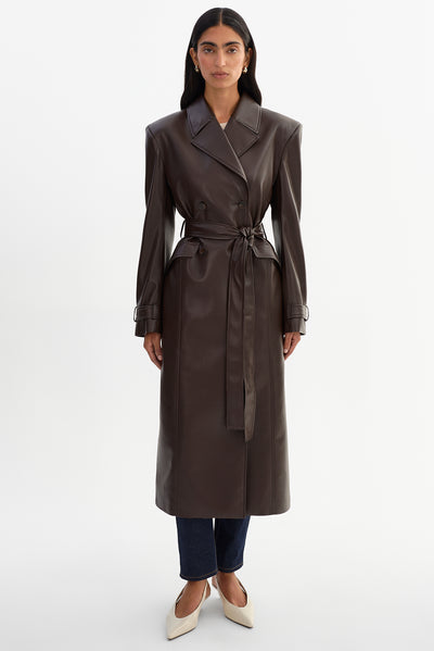 IOLANTHE | Faux Leather Trench Coat