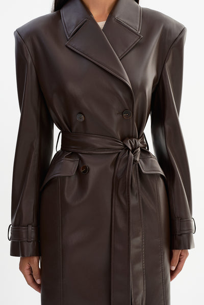 IOLANTHE | Faux Leather Trench Coat
