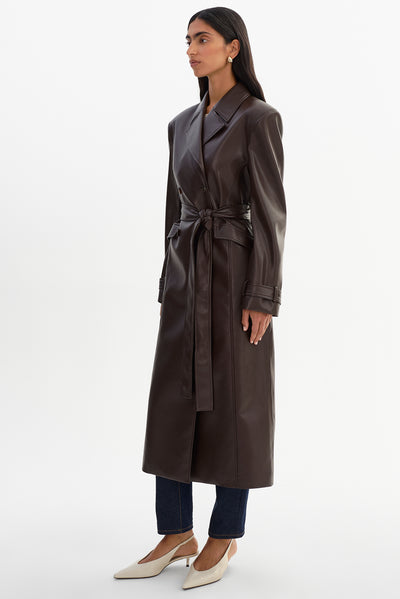 IOLANTHE | Faux Leather Trench Coat