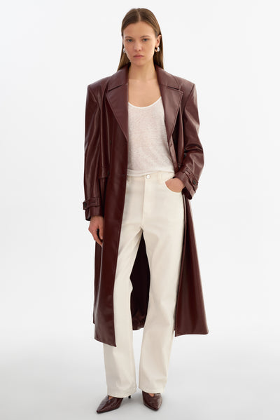 IOLANTHE | Faux Leather Trench Coat