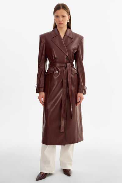 IOLANTHE | Faux Leather Trench Coat