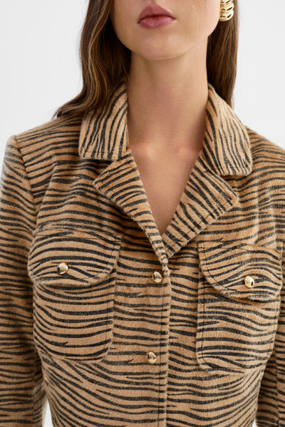 JAYLEE | Faux Hair Tiger Print Jacket