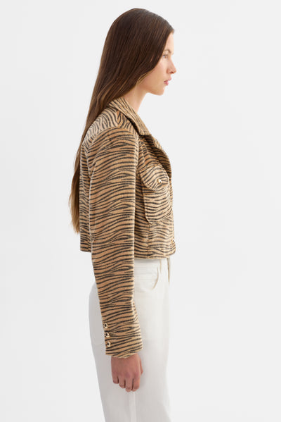 JAYLEE | Faux Hair Tiger Print Jacket