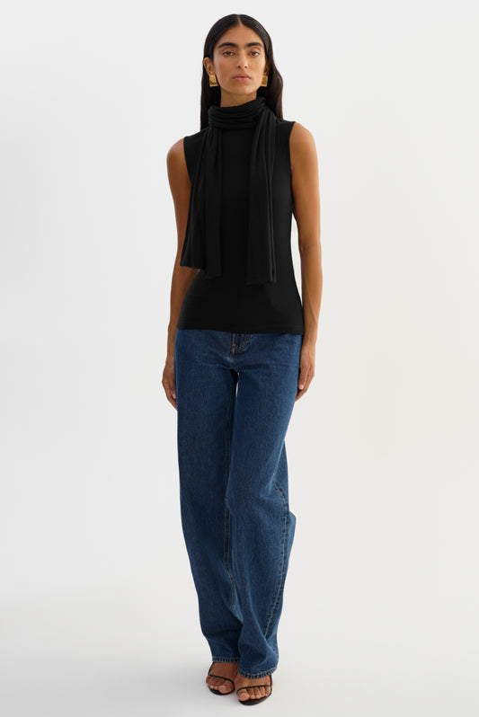 JIMENA | Mock Neck Scarf Tank