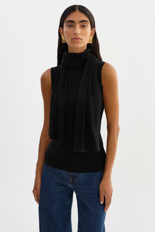 JIMENA | Mock Neck Scarf Tank