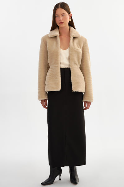 JOSY | Peplum Faux Fur Jacket
